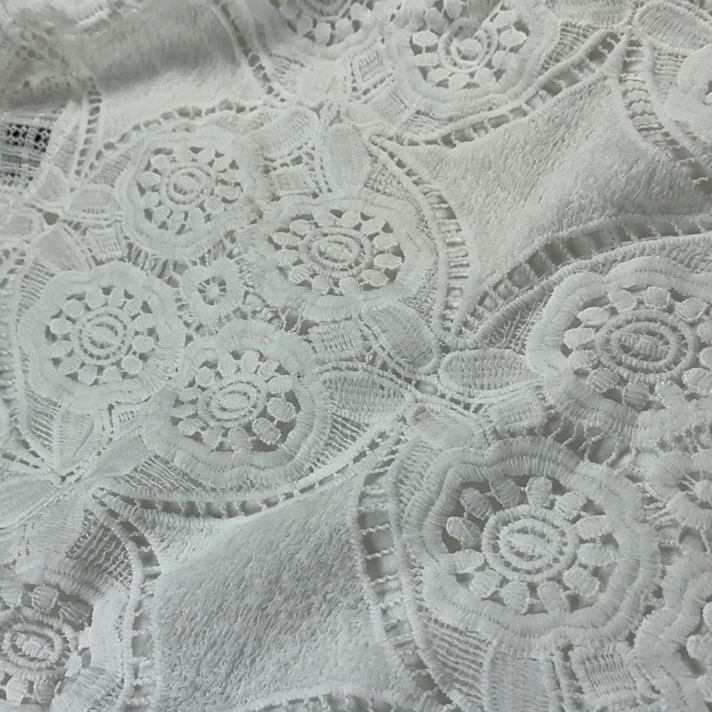 DNA White Floral Guipure Lace Mock Neck Long Sleeve Blouse Top Medium - Picture 2 of 8